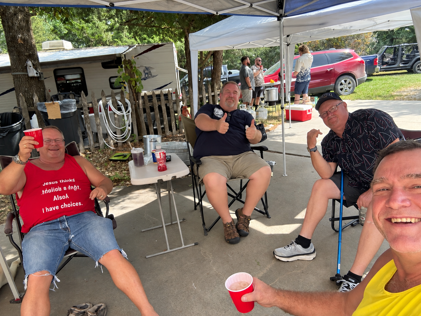 Friends relaxing together at Lake Rathbun during Labor Day weekend