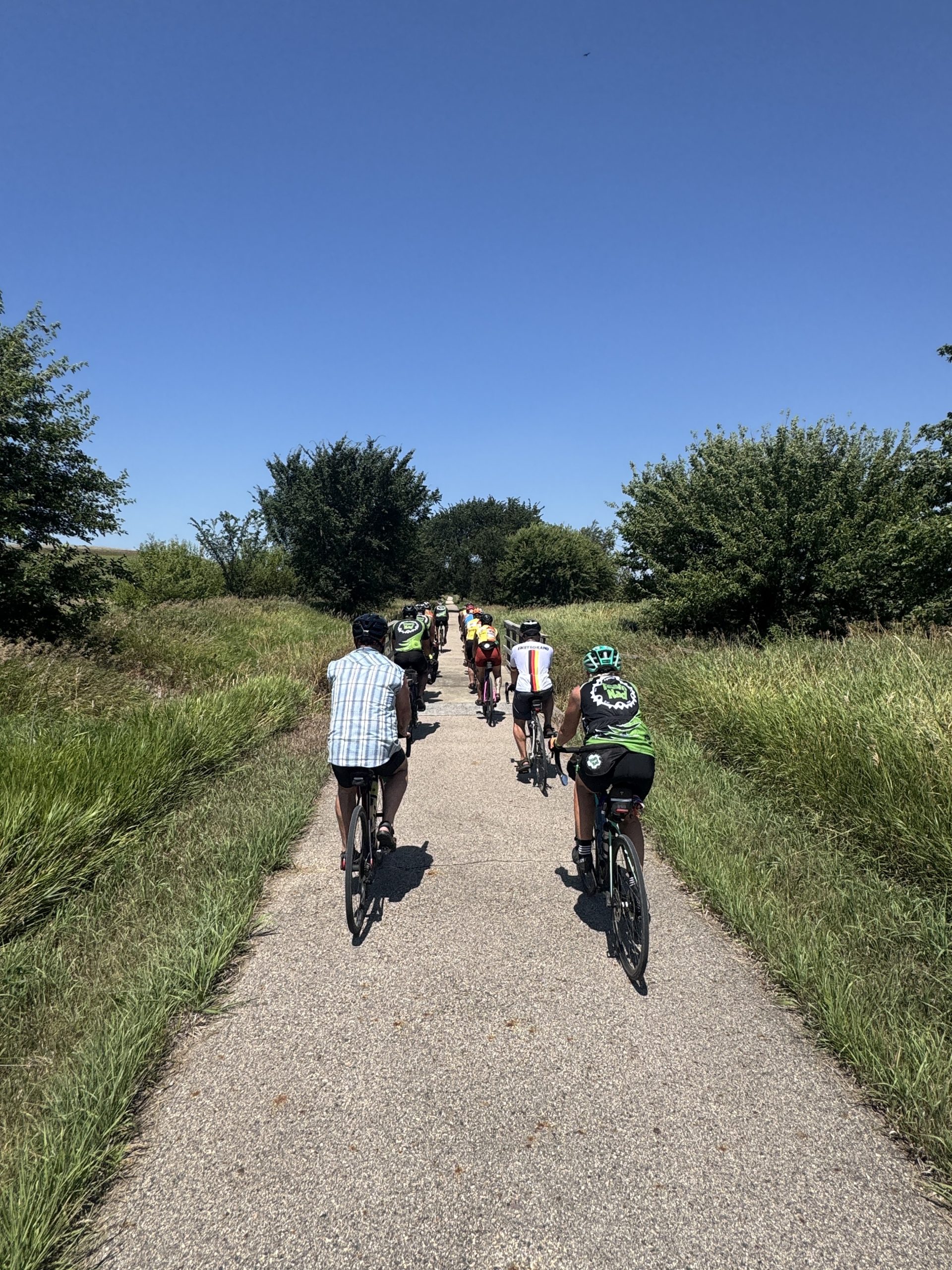 Riders moving down the trail