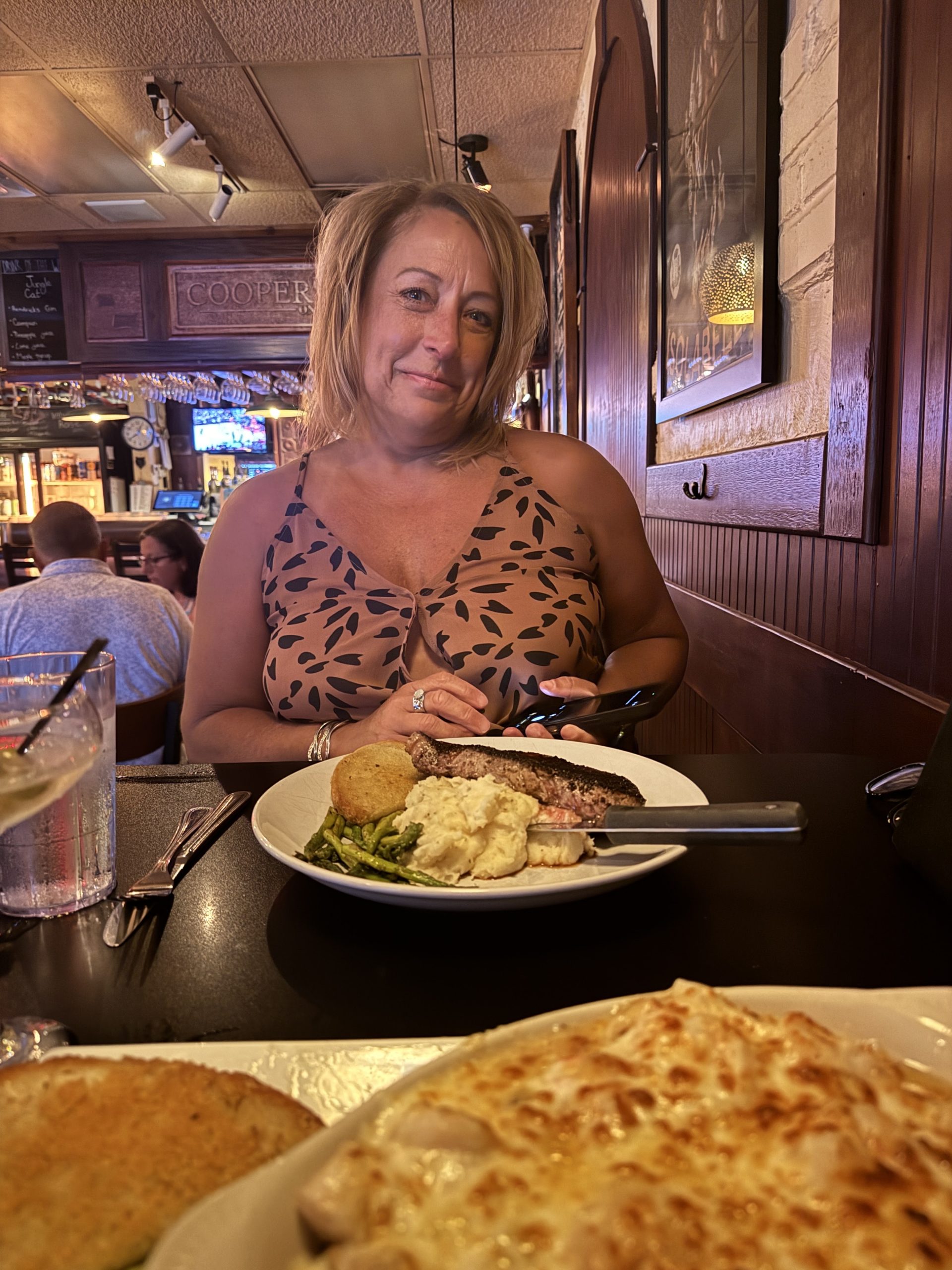 Kim during their fifth anniversary dinner at Cooper’s on 5th