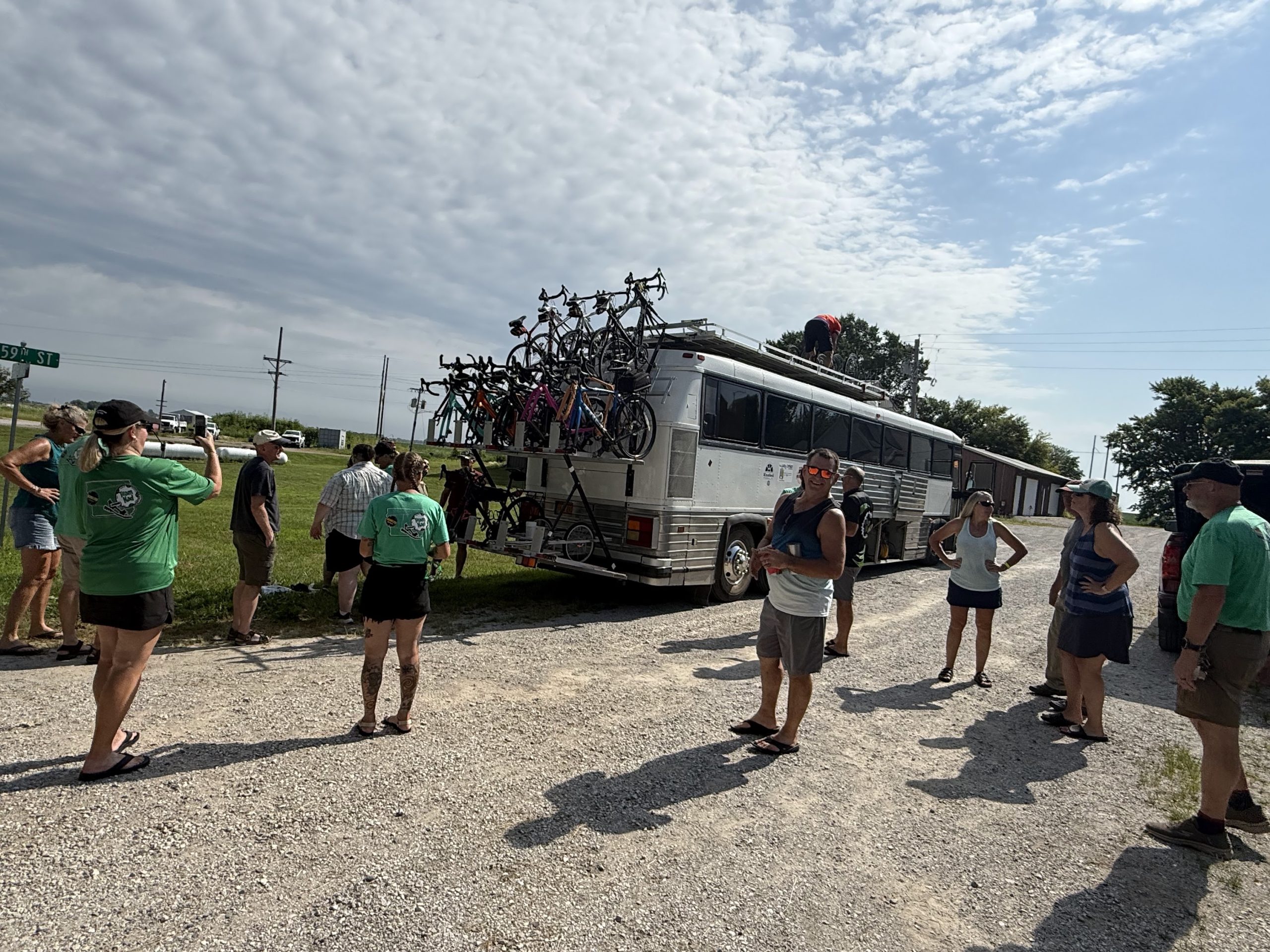 The team bus loaded for RAGBRAI