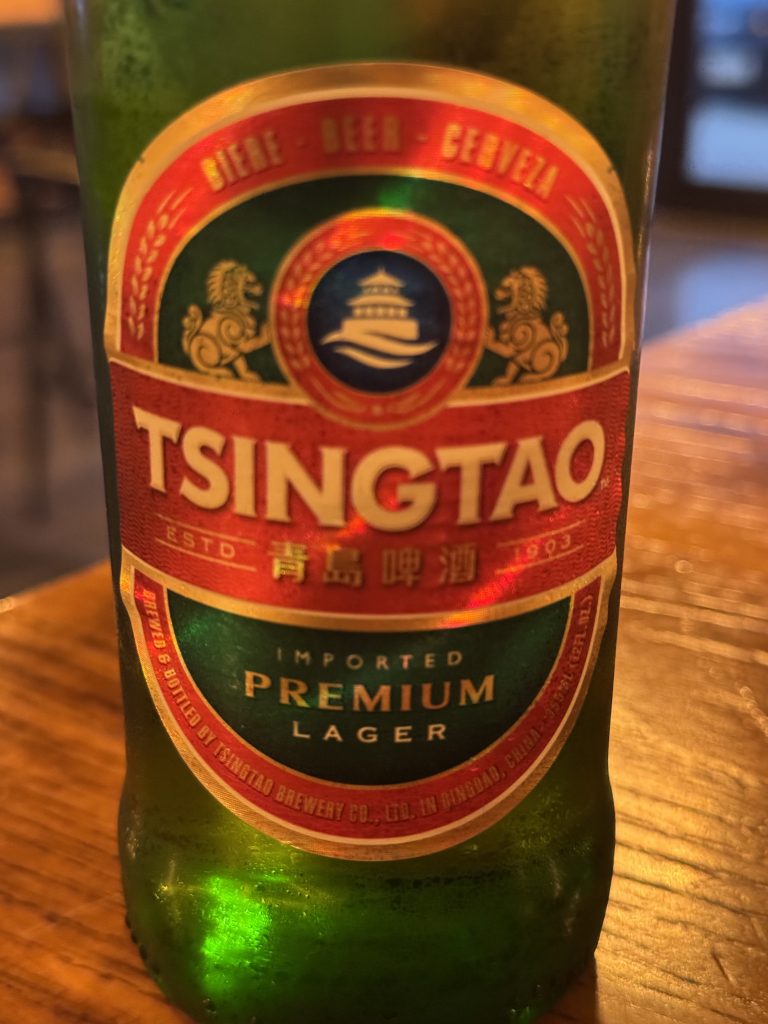 Tsingtao beer with dinner
