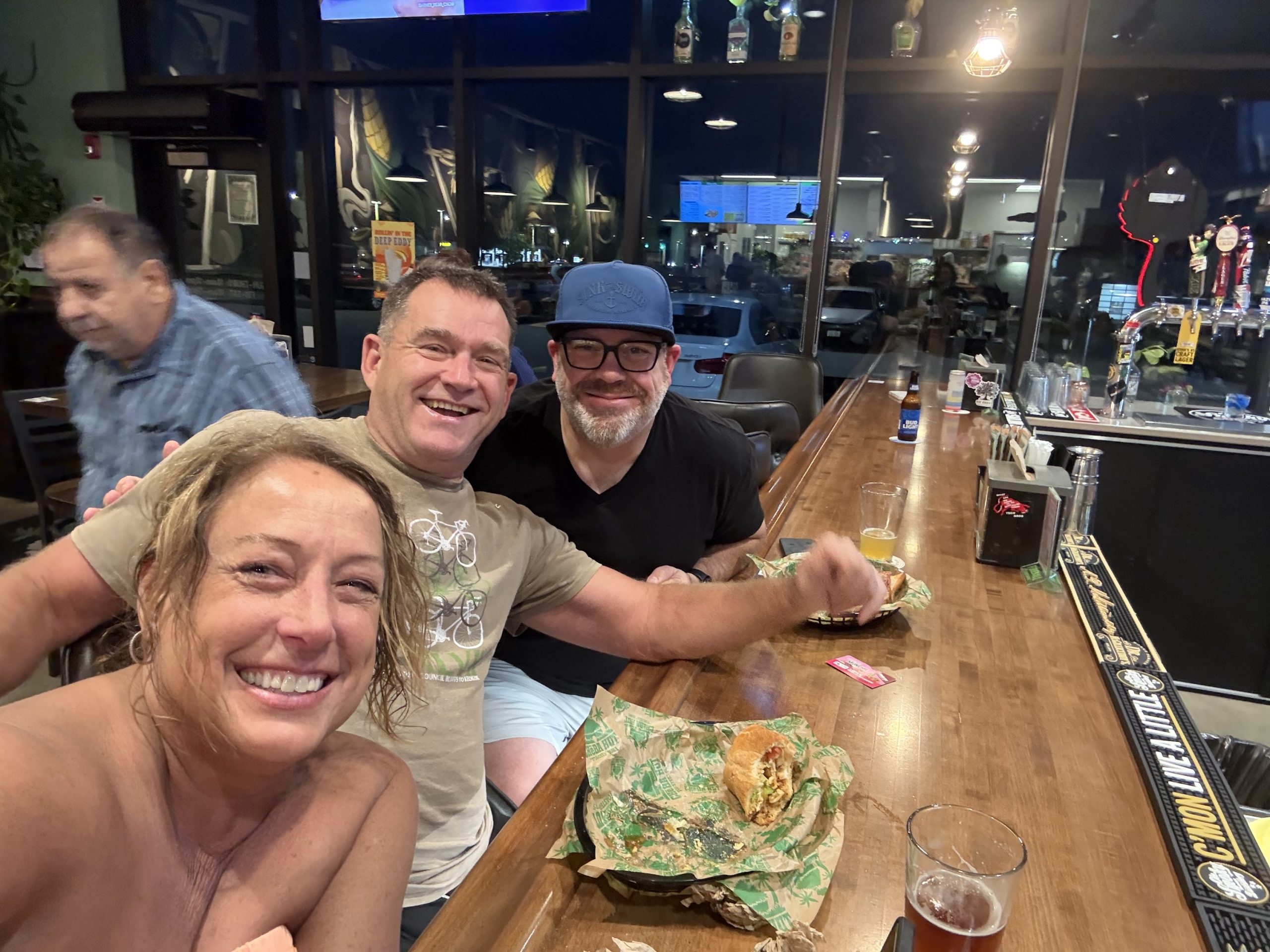 Ending the river day with food and drinks
