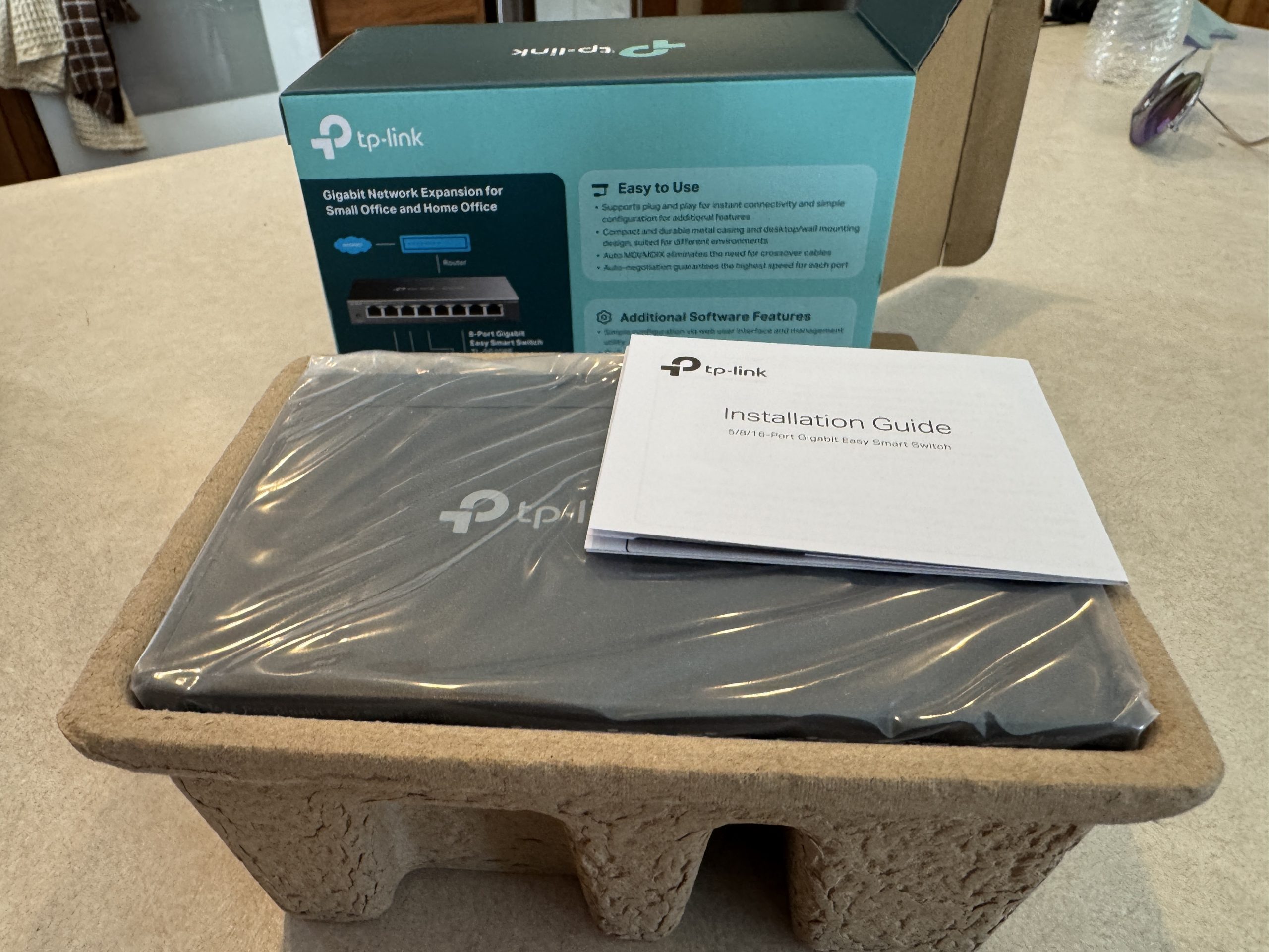 TP-Link TL-SG108E Easy Smart Switch during unboxing