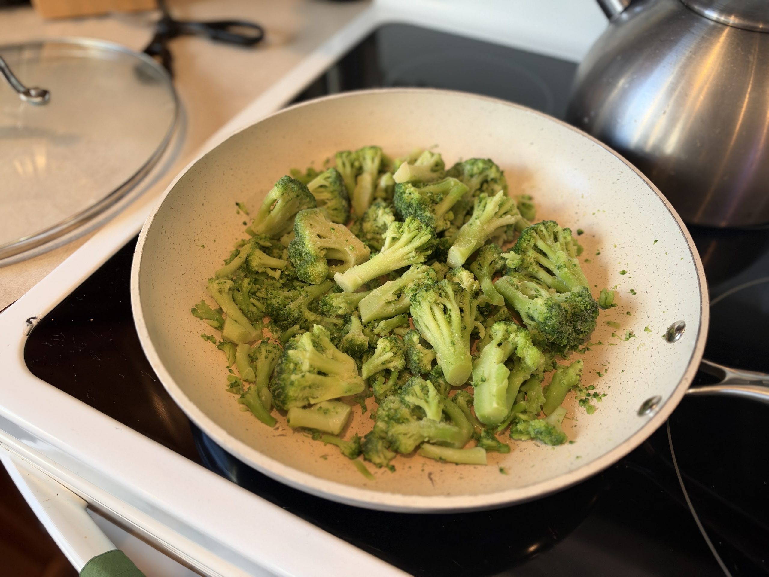 Broccoli browning in the skillet