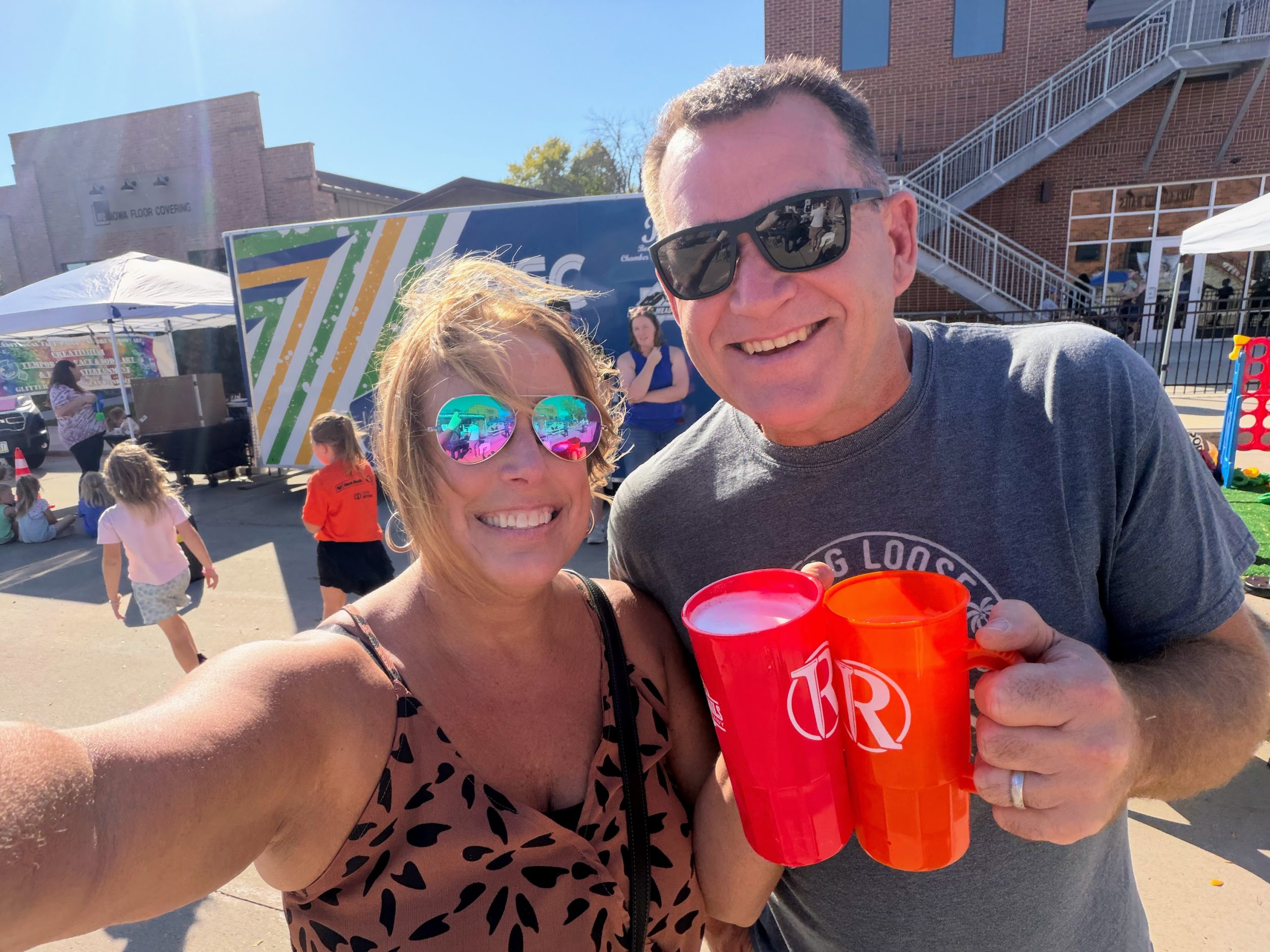 Kim and me with our Reclaimed Rails souvenir steins